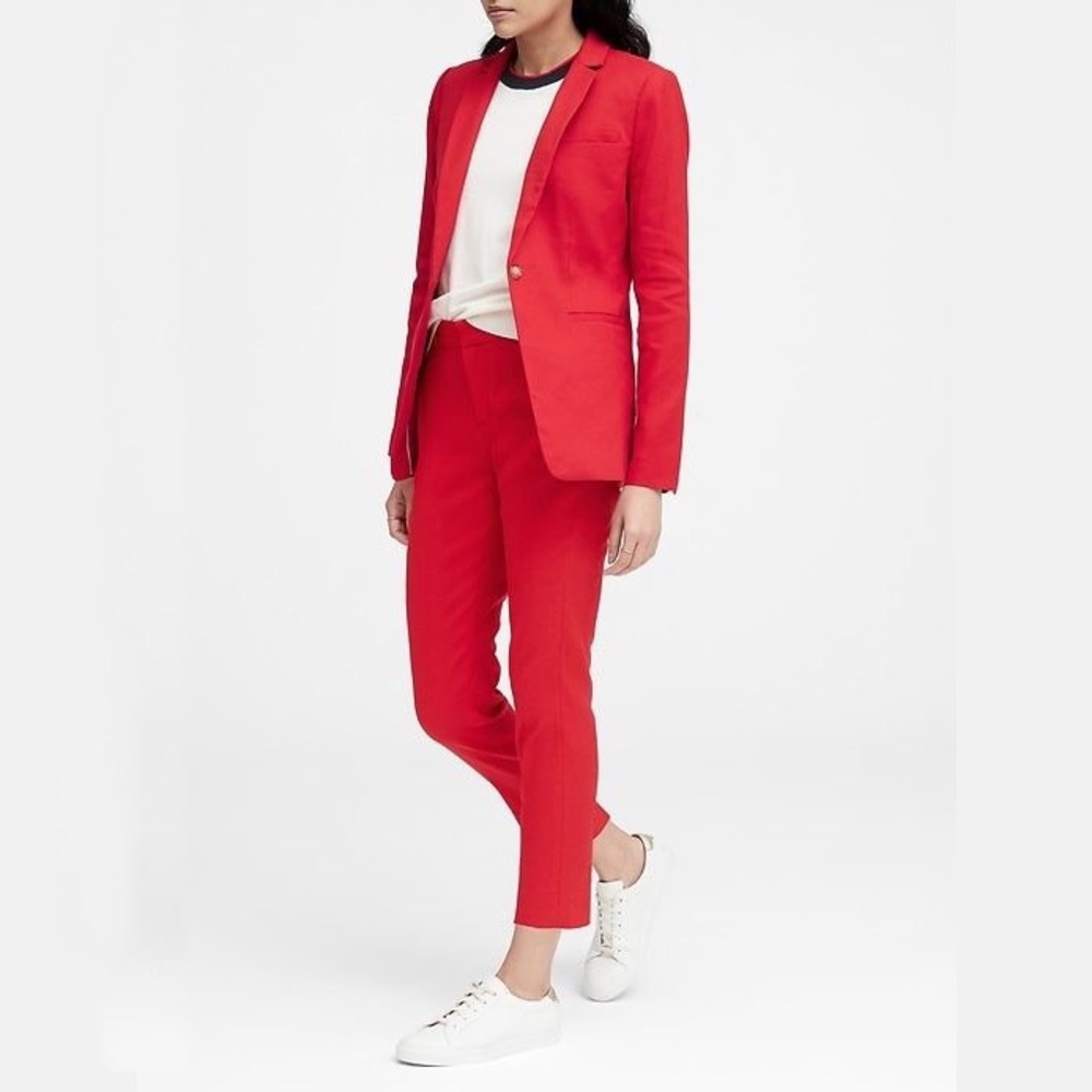 Banana Republic Lean Fit Red Linen Suit 2